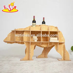 Wholesale high quality bear shaped wooden children bookshelf for sale W08D072