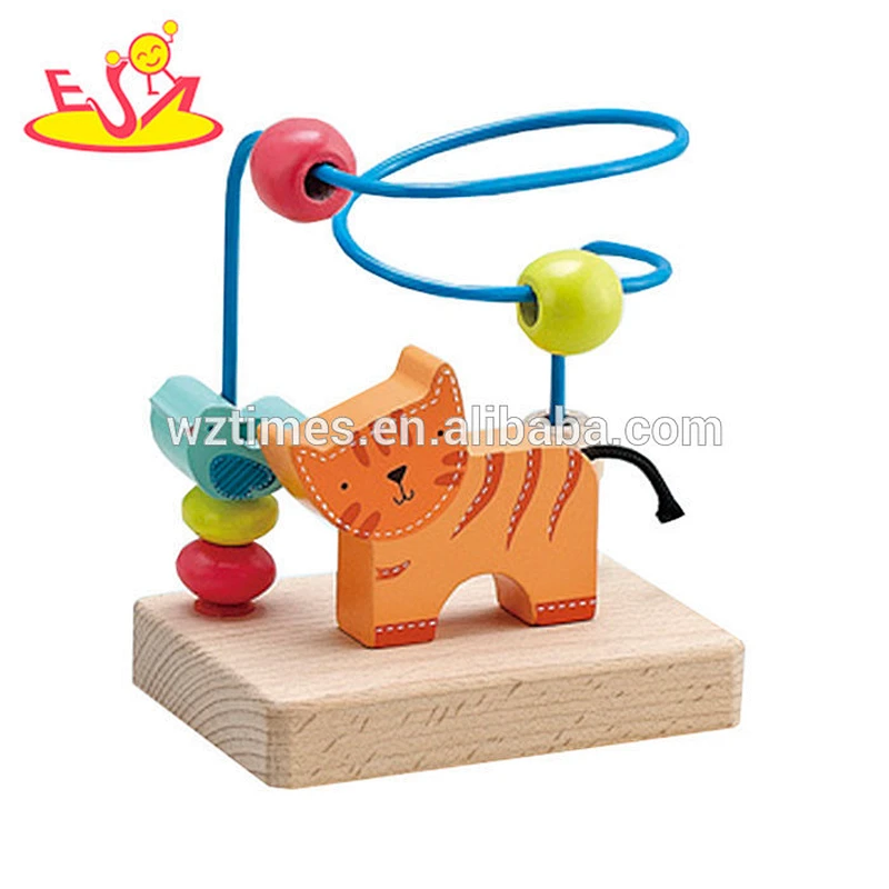 Wholesale brand new wooden string animal beads toy beautiful kids wooden animal beads toy W11B022