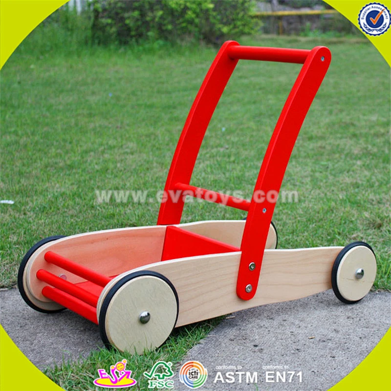 Wholesale children learning walk wooden baby stroller top quality wooden baby stroller W08J002