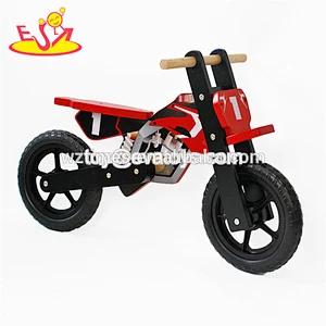 Wholesale high quality red color indoor wooden baby balance bike W16C186