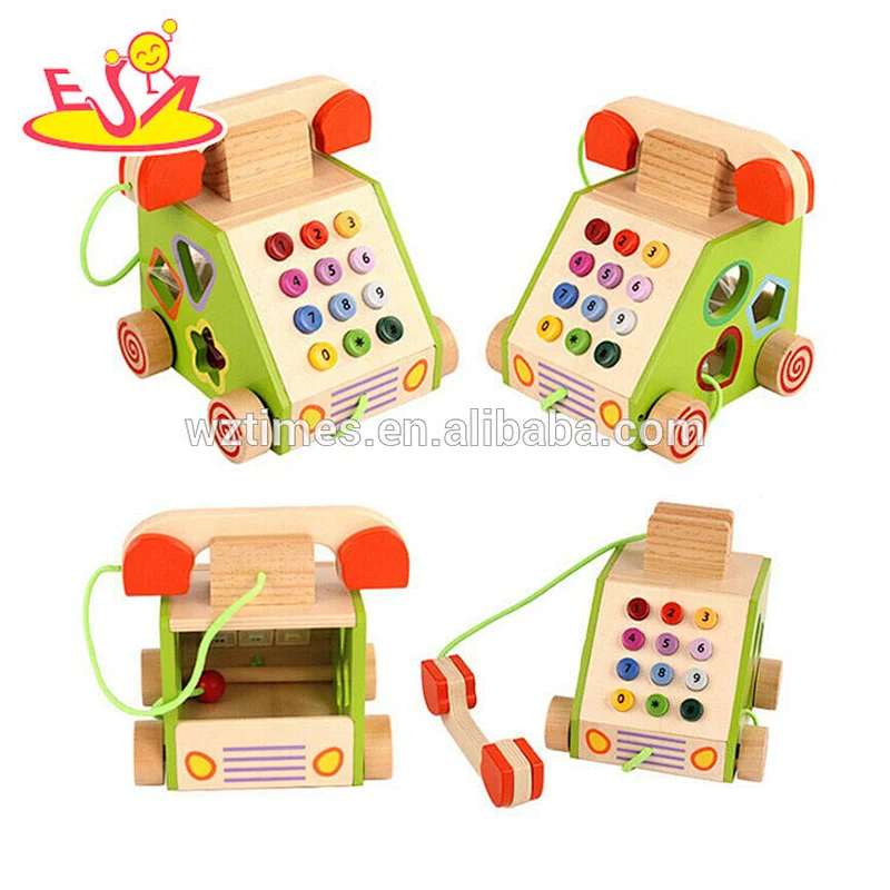 Wholesale new fashion multifunction wooden telephone toy for children W12D081