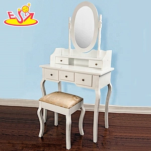 High quality children wooden modern dressing table with mirror and stool W08H015