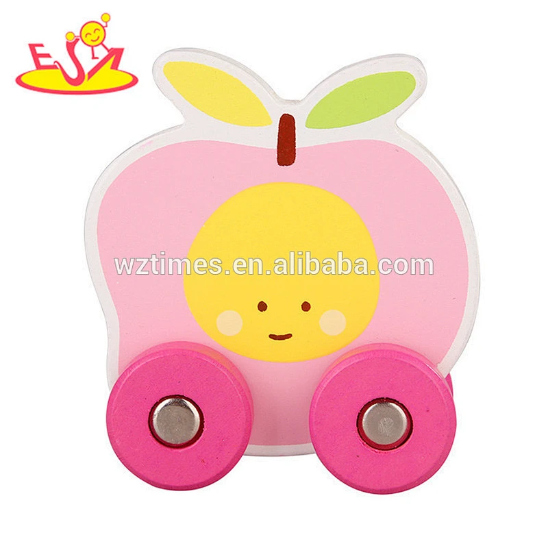 Wholesale funny kids small pear wooden cars for children W04A345