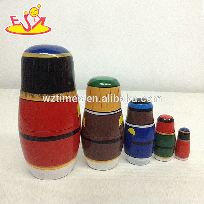 2018 Wholesale cheap nesting doll sets best wooden crafts gifts for kids W06D094