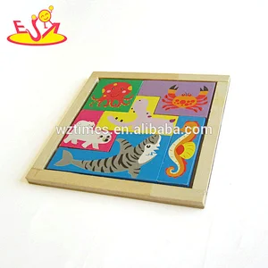 2018 Wholesale funny puzzle toys wooden mini jigsaw puzzle for preschool W14A185