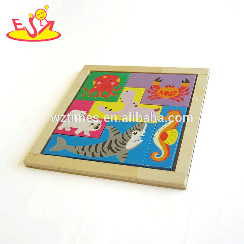 2018 Wholesale funny puzzle toys wooden mini jigsaw puzzle for preschool W14A185