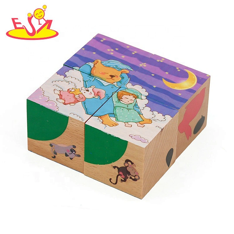 2019 New design 6 sided wooden block cube puzzle for kids W14F062