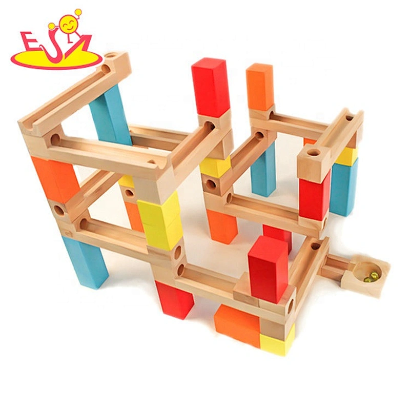 2019 Top fashion 107 PCS educational wooden marble run set for children W04E084