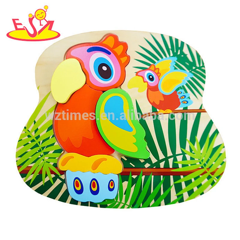 wholesale cheap colorful wooden 3d animal puzzles for children W14D066