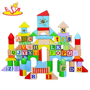 Wholesale 80 PCS children wooden fruits building blocks toy with customize W13B024