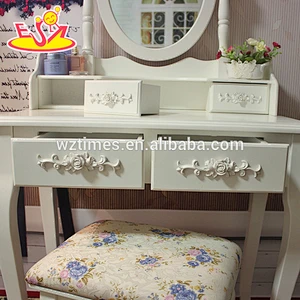 2018 New design bedroom wooden makeup vanity solid wooden youth makeup vanity top sale wooden makeup vanity W08H060