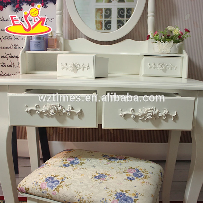 2018 New design bedroom wooden makeup vanity solid wooden youth makeup vanity top sale wooden makeup vanity W08H060