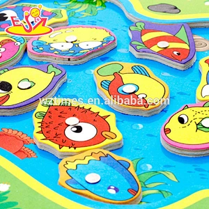 2018 New products baby wooden magnetic fishing game for kids W01A189