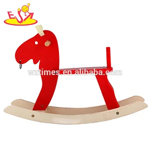 Wholesale beautiful wooden rocking horse toy have a backrest for baby W16D033