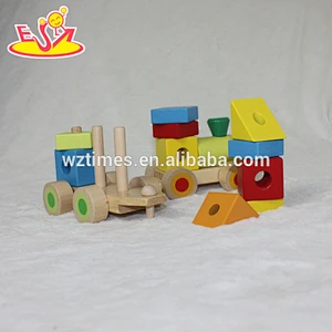 2018 wholesale baby wooden train block funny kids wooden train block new fashion children wooden train block W04A261
