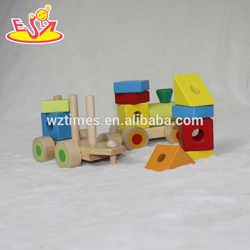 2018 wholesale baby wooden train block funny kids wooden train block new fashion children wooden train block W04A261