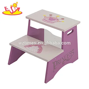 2018 New design cartoon wooden toddler step stool for wholesale W08G248