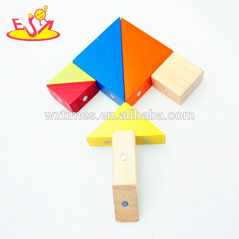 2018 new design kids wooden magnetic tangram fashion children wooden magnetic tangram baby wooden magnetic tangram W13A096