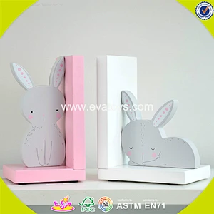 wholesale kids wooden pink rabbit book ends fashion children wooden pink rabbit book ends W08D050