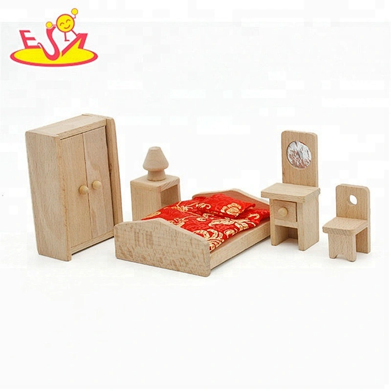 Nuevos muebles de muñecas de madera en miniatura para niños de diseño para casa de muñecas W06B071