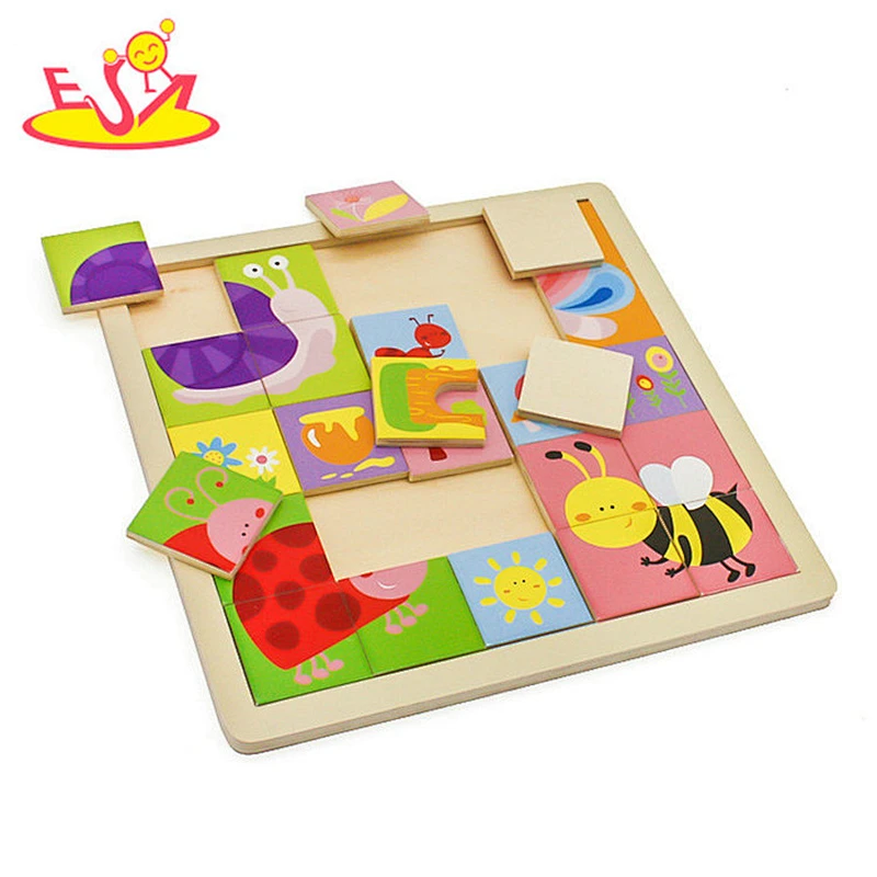 New design cartoon animal wooden jigsaw board for kids W14C257