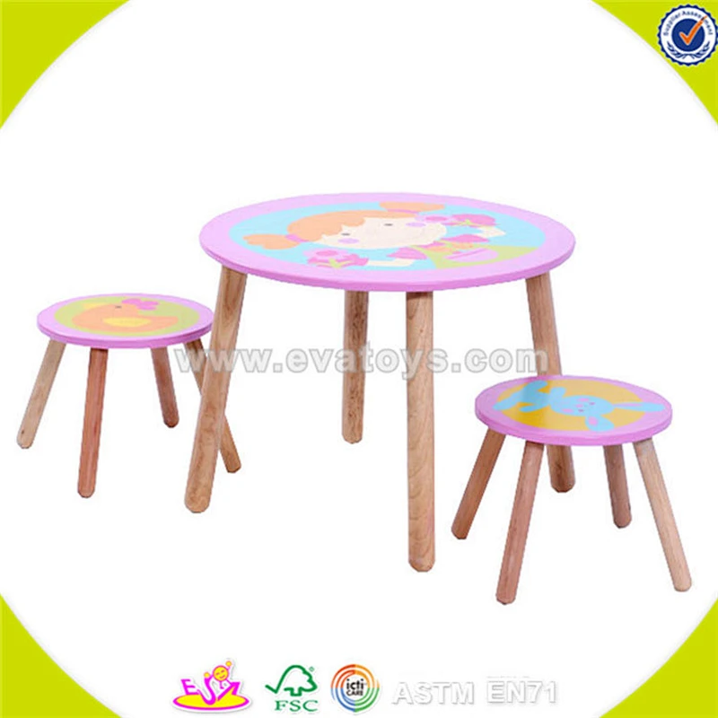 Wholesale cute style baby wooden table and chairs household top quality wooden table and chairs set W08G092