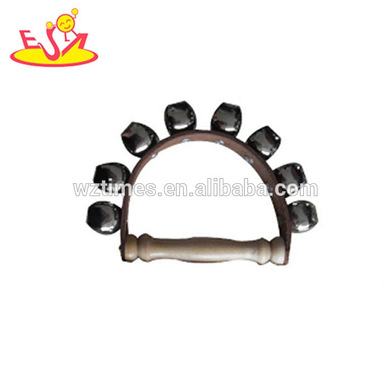 Wholesale baby musical instruments wooden handbells top sale toddlers wooden cartoon handbells W07I092