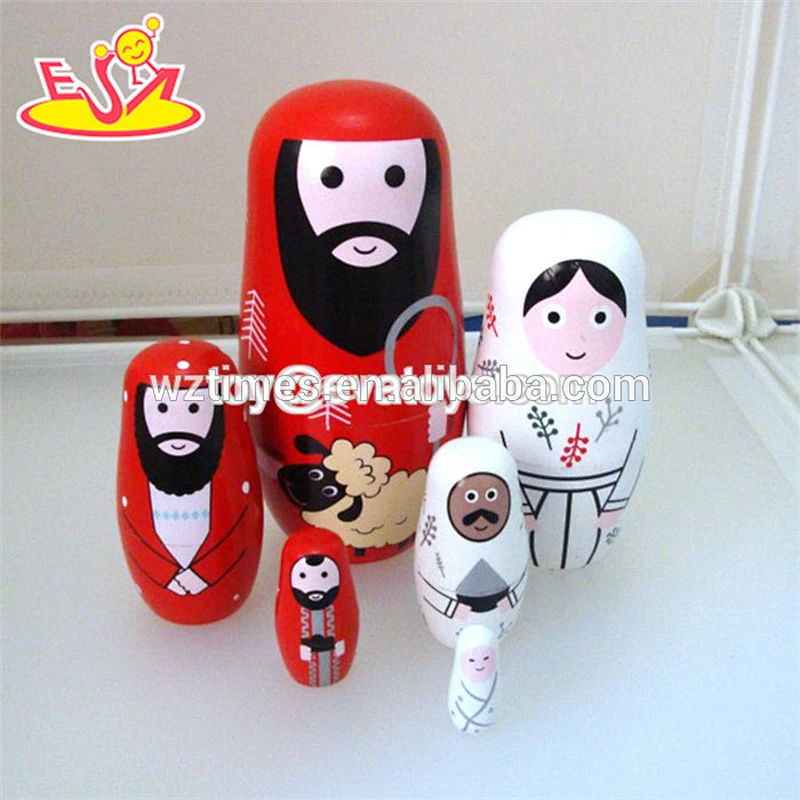 2018 Wholesale nesting doll 5 pcs wooden nesting dolls russian for children play W06D097