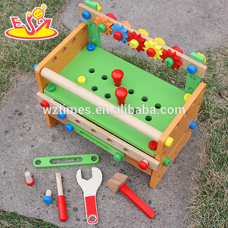 Wholesale early learning customize wooden tools bench toy for children W03D055