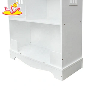 2018 New design white wooden house shaped bookshelf for kids W08D015B