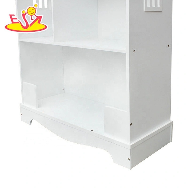 2018 New design white wooden house shaped bookshelf for kids W08D015B