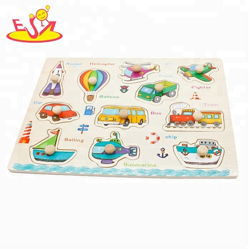 New arrival kids educational wooden shape puzzle with pegs W14M147