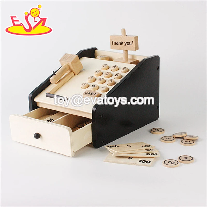 2018 wholesale kids wooden toy cash register new design children wooden toy cash register best toy cash register W10A065