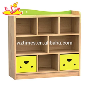 Wholesale nursery school wooden toy storage units best design cartoon wooden toy storage units for kindergarten W08C196