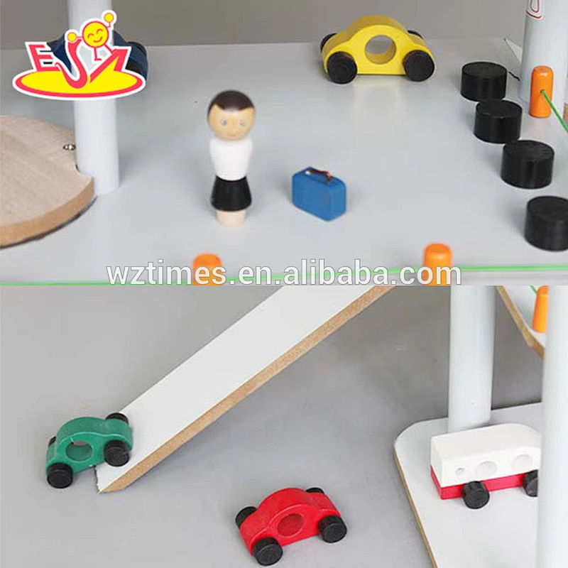 Wholesale newest kids wooden toy garage high quality baby wooden toy garage W04B033