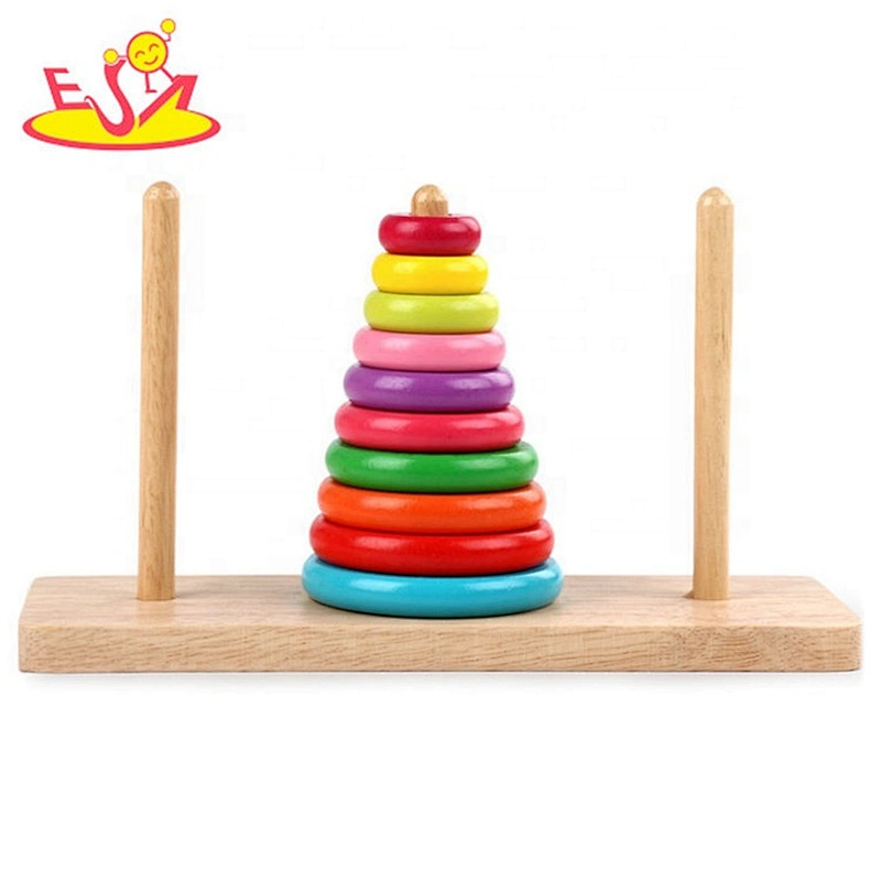2019 New design educational stacker wooden rainbow stacking toy for babies W13D221