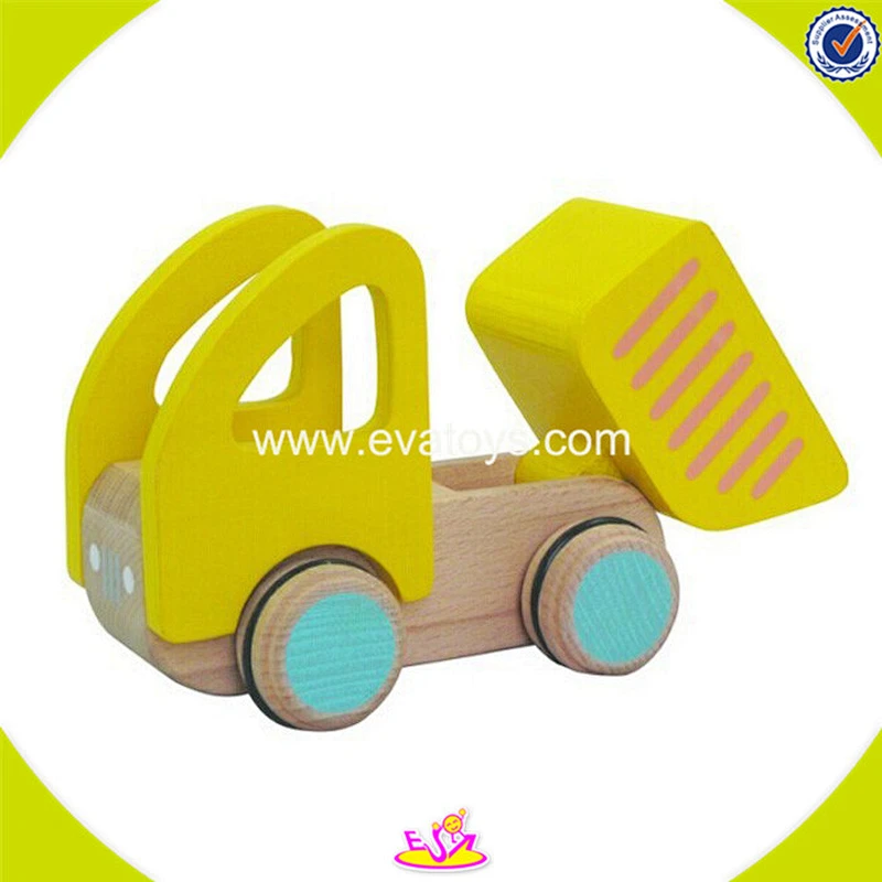 wholesale cheap wooden mini yellow car toy for children W04A090