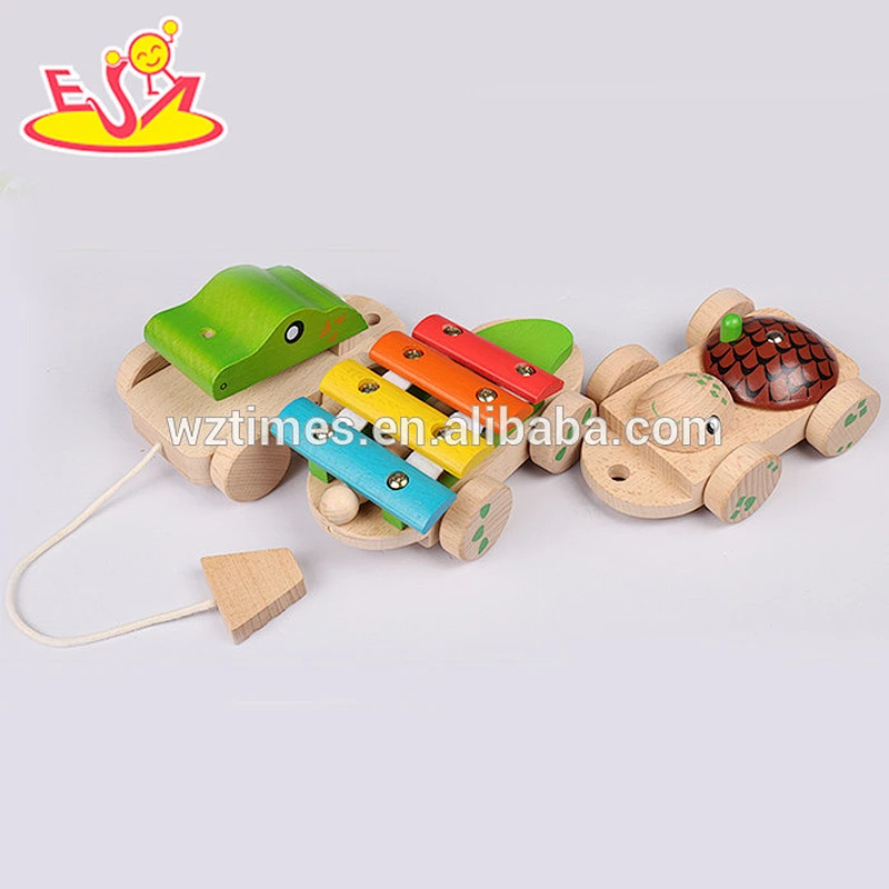 2018 wholesale kids wooden pull animal toy best children wooden pull animal toy W05B121