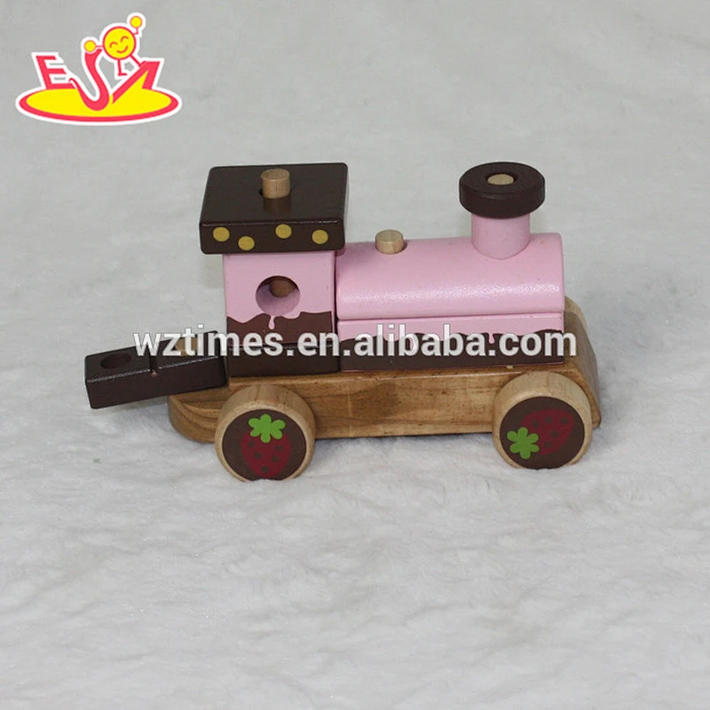 wholesale educational baby wooden cake train toy for pull W05C026