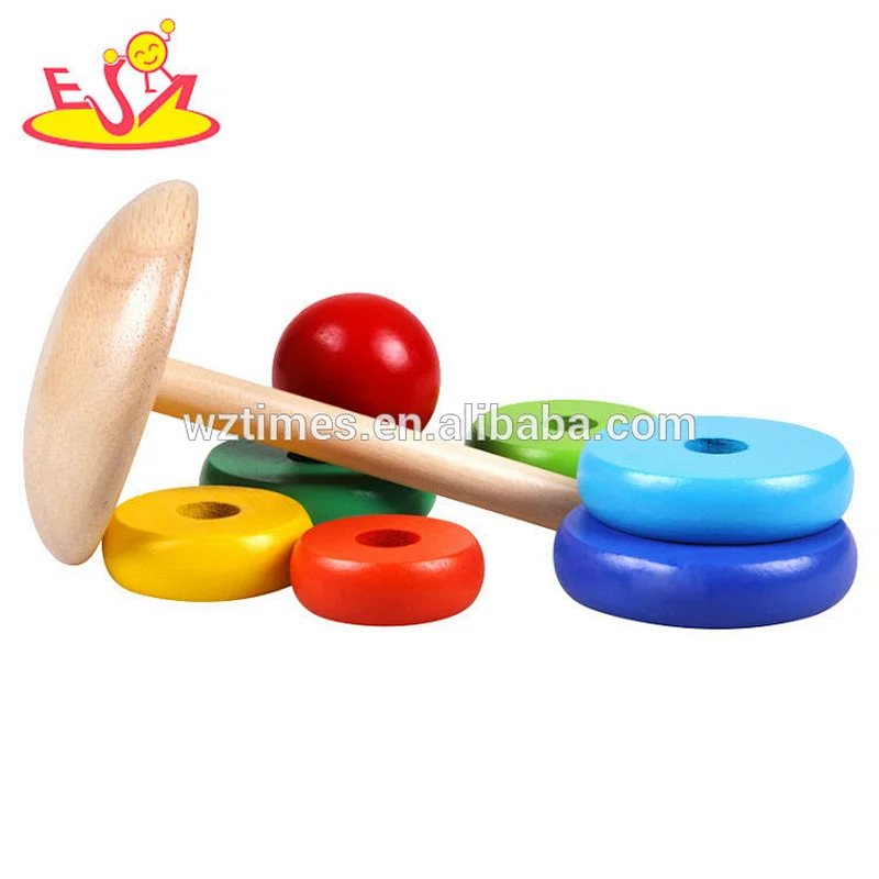 Wholesale educational wooden stacking rainbow toy for kids W13D179