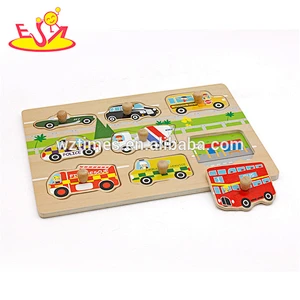 New hottest baby educational wooden car puzzle with knob W14M135