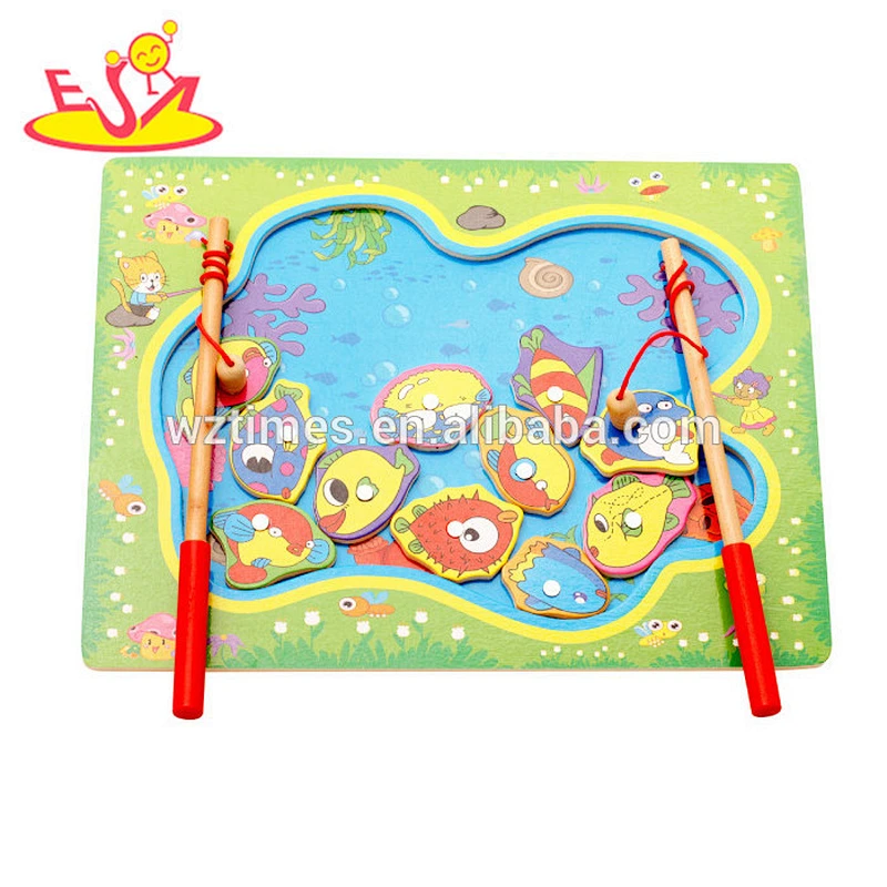 2018 New products baby wooden magnetic fishing game for kids W01A189