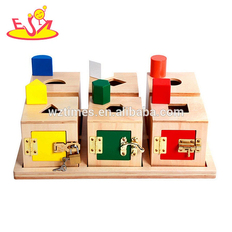 2018 New design children educational blocks box wooden best montessori toys W12F002