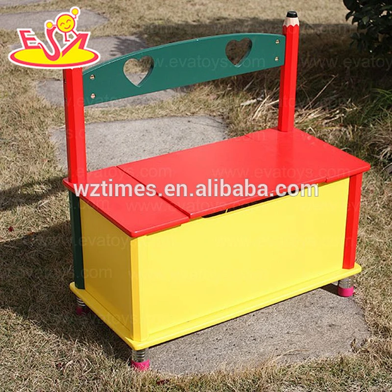 Wholesale customize baby wooden storage box bench used to sit and placing items W08C093