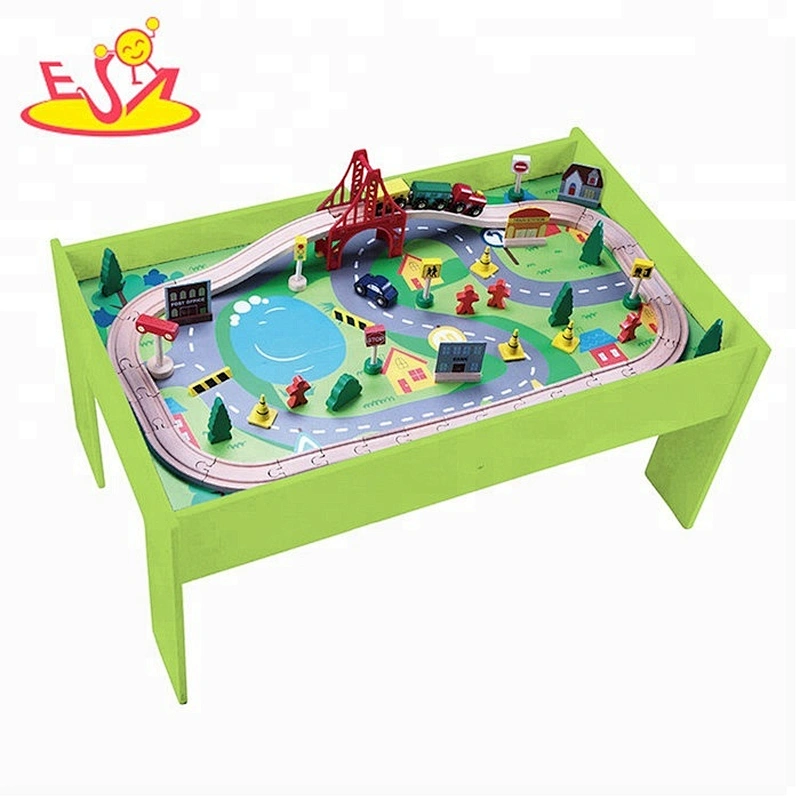 New arrival children educational wooden 60PCS train track table for wholesale W04C175B
