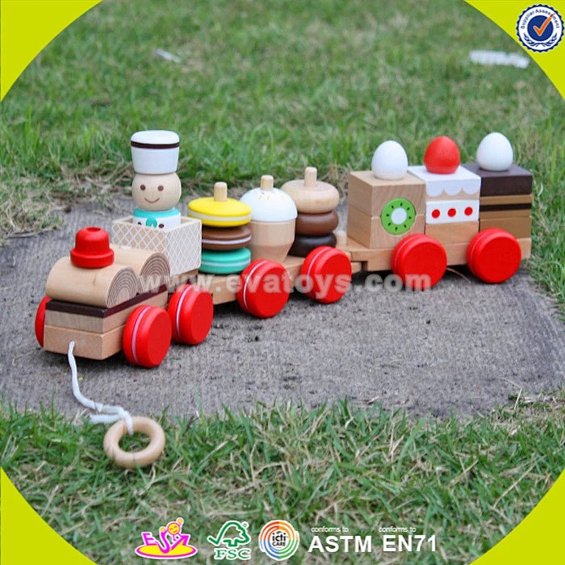 wholesale educational wooden pull train toy for baby W05B089