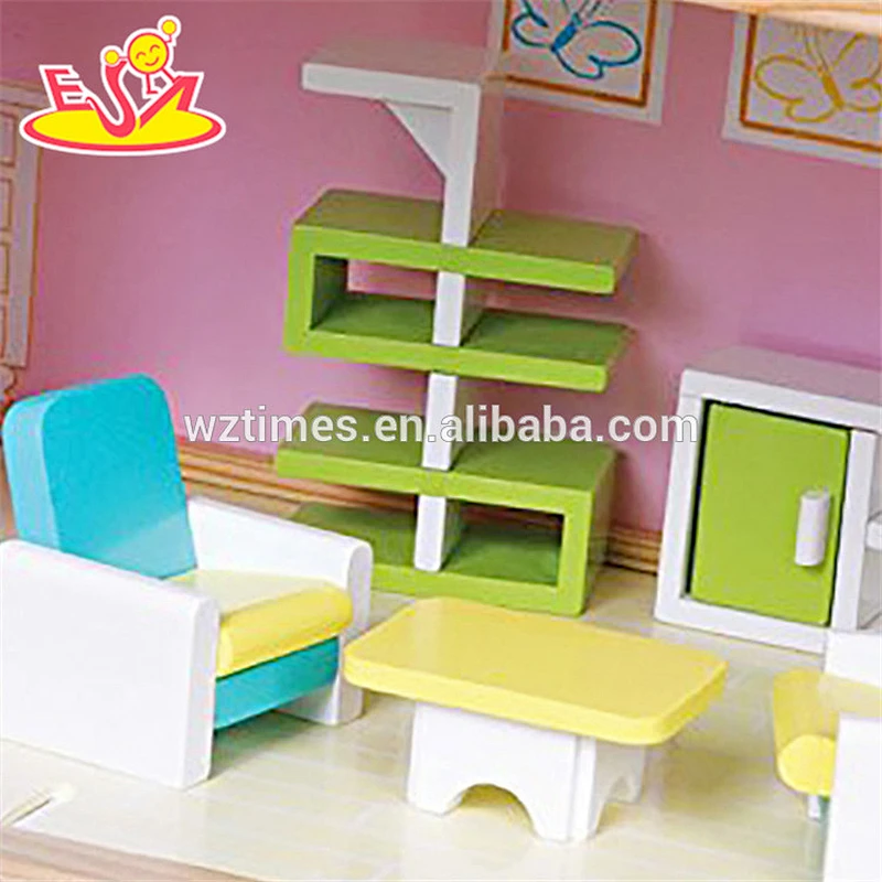Wholesale beautiful europe style girls wooden crafted dollhouse toy W06A231