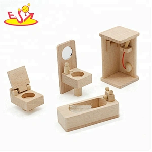 Nueva llegada fingir jugar muebles de casa de muñecas de madera en miniatura para niños W06B073