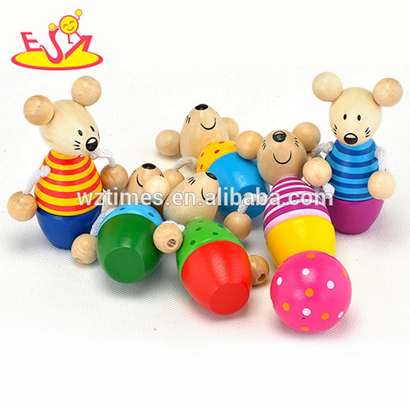 2017 wholesale parent-child interaction wooden animal bowling toy W01A138
