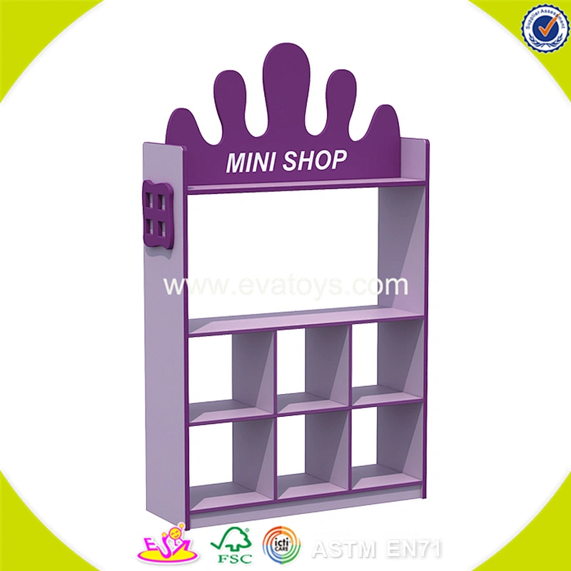 wholesale household design wooden toys storage shelf for kids with 5 plastic bins 2 Tier Wooden toys storage organizer W08C033